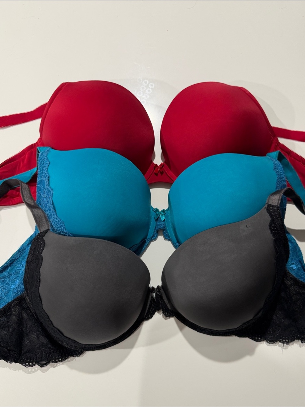 Torrid Women's Push-Up Bra bundle - Red, Teal, Gray